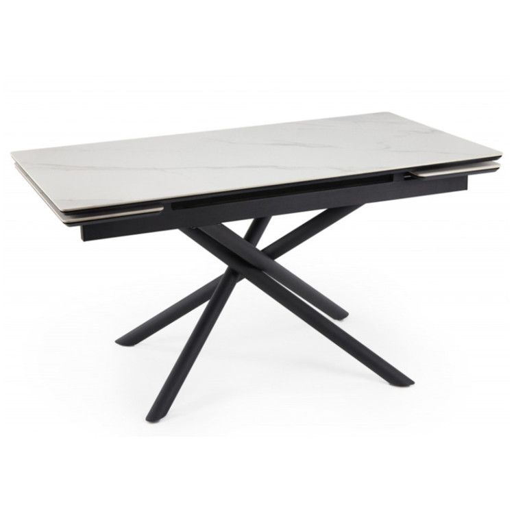 МЭРИАН 140 стол с керамической столешницей, цвет белый мрамор (snow alpin white)