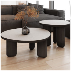 Журнальный столик Momo D600 массив / пластик hpl светлый бетон