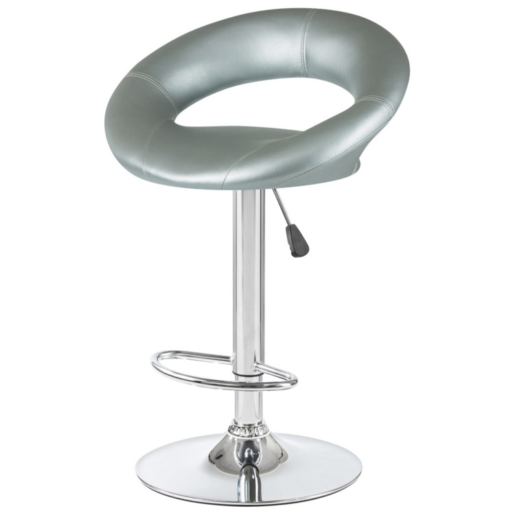 Стул барный DOBRIN MIRA, регулируемый, экокожа, серебряный, хром