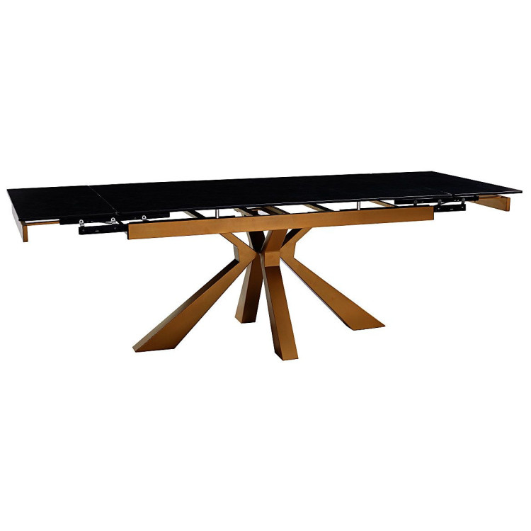 Керамические столы DT779 Стол обеденный раскладной Vic Dark grey, 160-240*90, керамич. столеш., основ. металл SHAMPAGNE