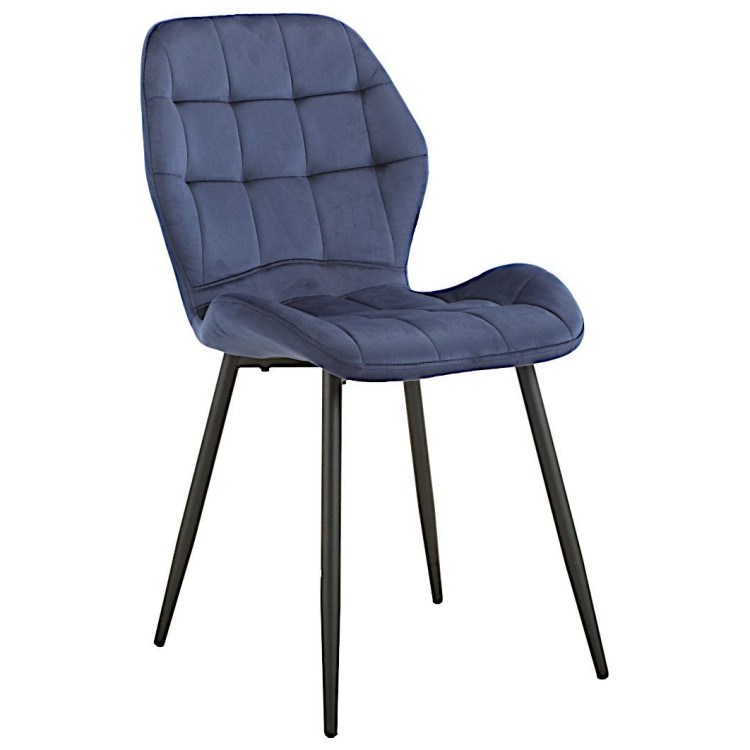 Стулья DC829 Стул мягкий, ТЕМНО-СИНИЙ#G62-58 велюр, каркас металл черный КРУГЛЫЙ