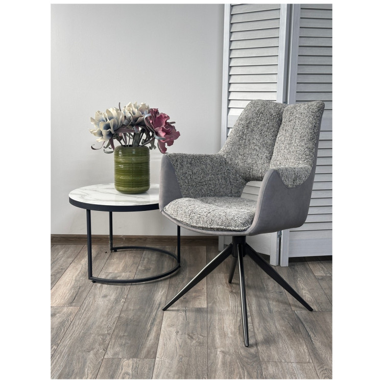 DAVEN 360 поворотное стул-кресло с обивкой тканью цвет серый RIELY-450 / G1038-04 / каркас темно-серый, ®DISAUR