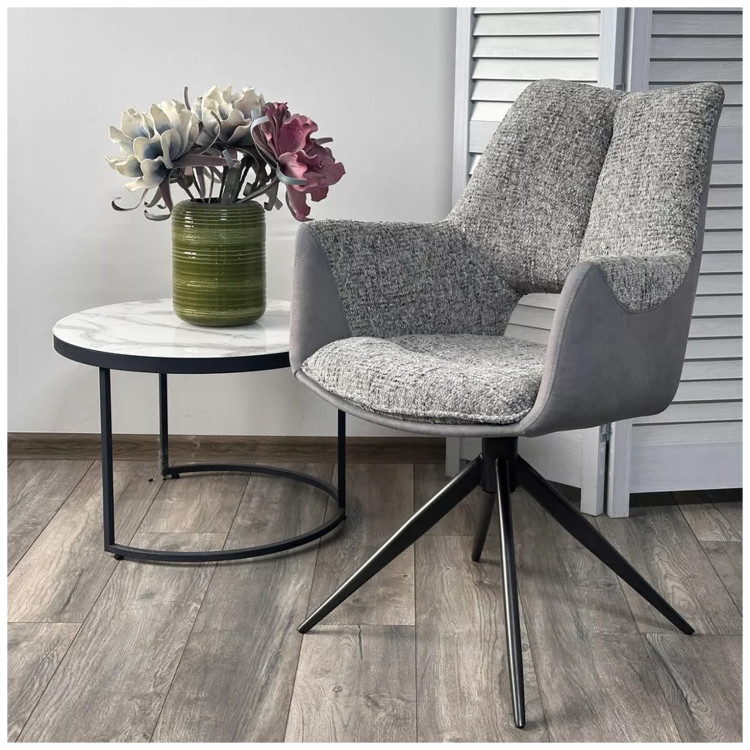 DAVEN 360 поворотное стул-кресло с обивкой тканью цвет серый RIELY-450 / G1038-04 / каркас темно-серый, ®DISAUR