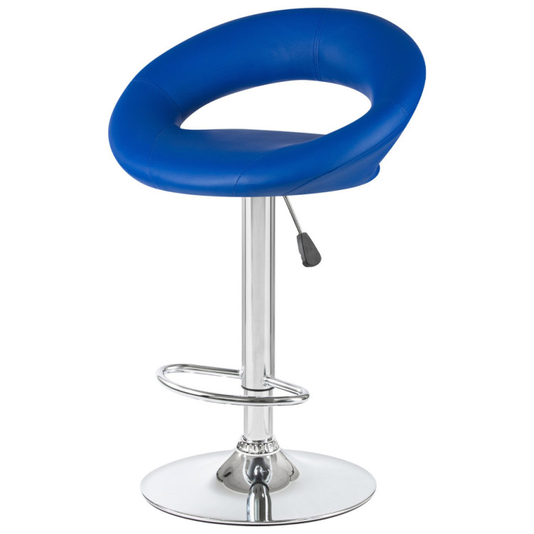 Стул барный DOBRIN MIRA, регулируемый, экокожа, синий, хром