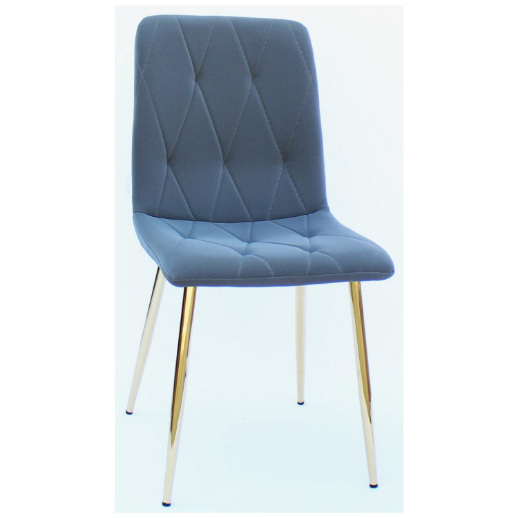 Стулья C923/DC813 Стул мягкий, СЕРЫЙ#Zh10 экокожа, каркас металл золото КРУГЛЫЙ