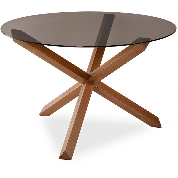 CROSS круглый стол для кухни со стеклом на деревянных ножках