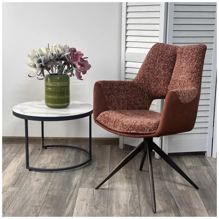 DAVEN 360 поворотное стул-кресло с обивкой тканью цвет коричневый RIELY-501 / G1038-18 / каркас темно-серый, ®DISAUR