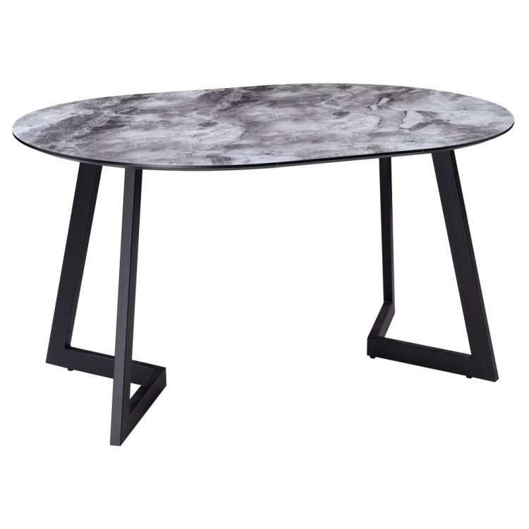 Стеклянные столы Алингсос мрамор серый / черная шагрень