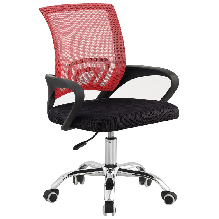Офисные кресла DC453 Кресло офисное сетка КРАСНАЯ, сиденье ЧЕРНОЕ, крестовина ХРОМ