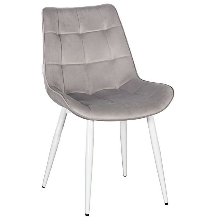 Стулья DC705 Стул мягкий, СЕРЕБРО#G62-37 велюр, каркас металл белый