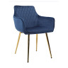 Стул-кресло DC835 Стул мягкий с подлокотниками, СИНИЙ#G62-49 велюр, каркас металл золото