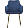 Стул-кресло DC835 Стул мягкий с подлокотниками, СИНИЙ#G62-49 велюр, каркас металл золото