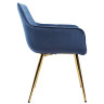 Стул-кресло DC835 Стул мягкий с подлокотниками, СИНИЙ#G62-49 велюр, каркас металл золото