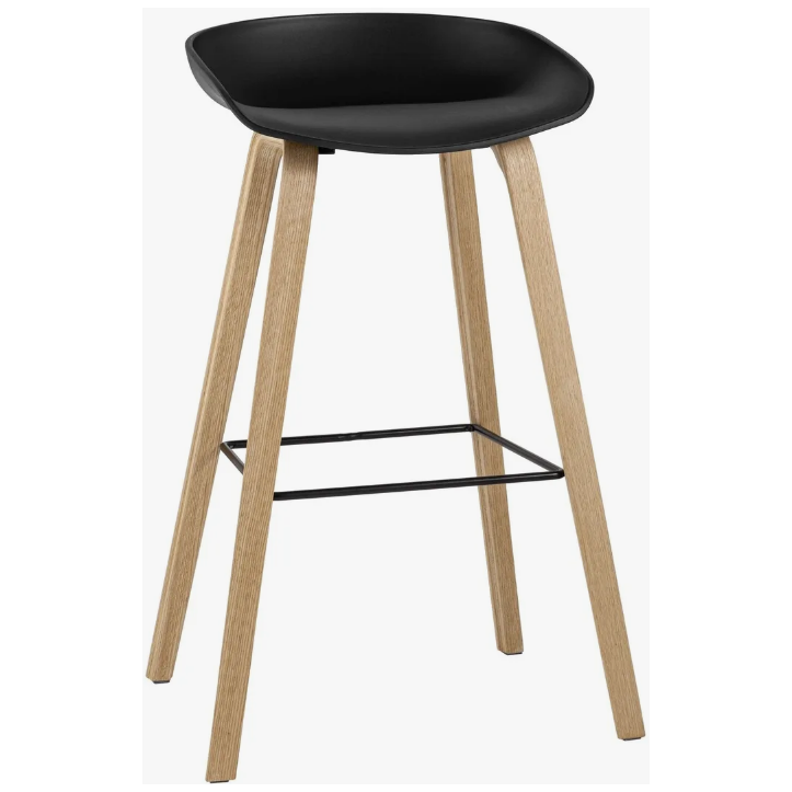 Барные табуреты DC458 Стул барный пластиковый, ЧЕРНЫЙ, каркас бук