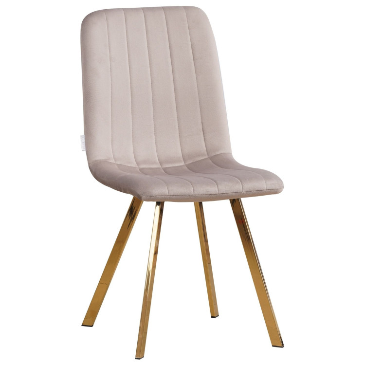 Стулья C921/DC811 Стул мягкий, СЕРО-БЕЖЕВЫЙ#h9 велюр, каркас металл золото КВАДРАТ
