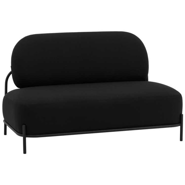 Прямые диваны Стоун рогожка черный, ножки черные, металл