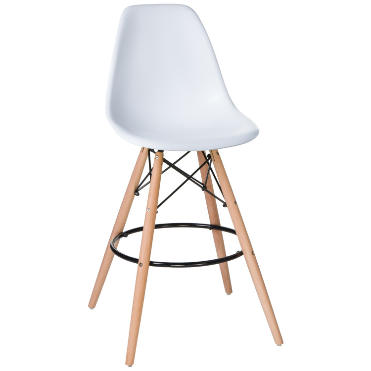 Полубарные стулья Стул барный LMZL-PP623G, ножки светлый бук, цвет сиденья белый