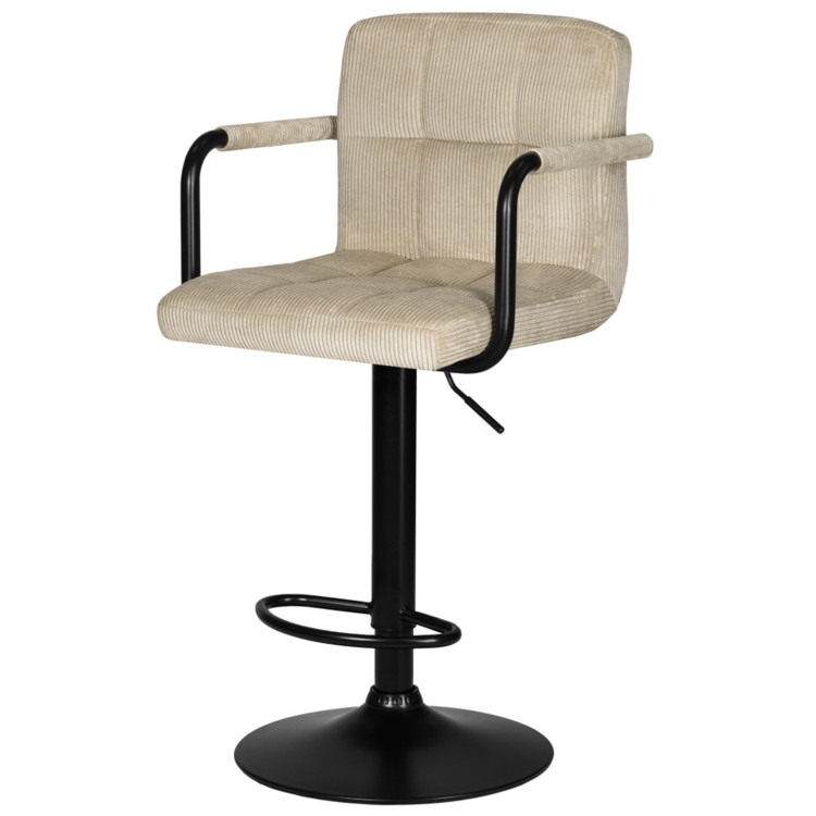 DOBRIN KRUGER ARM BLACK барный стул с обивкой тканью вельвет, цвет бежевый
