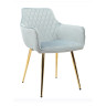 Стул-кресло DC835 Стул мягкий с подлокотниками, ПЫЛЬНО-ГОЛУБОЙ#G62-81 велюр, каркас металл золото