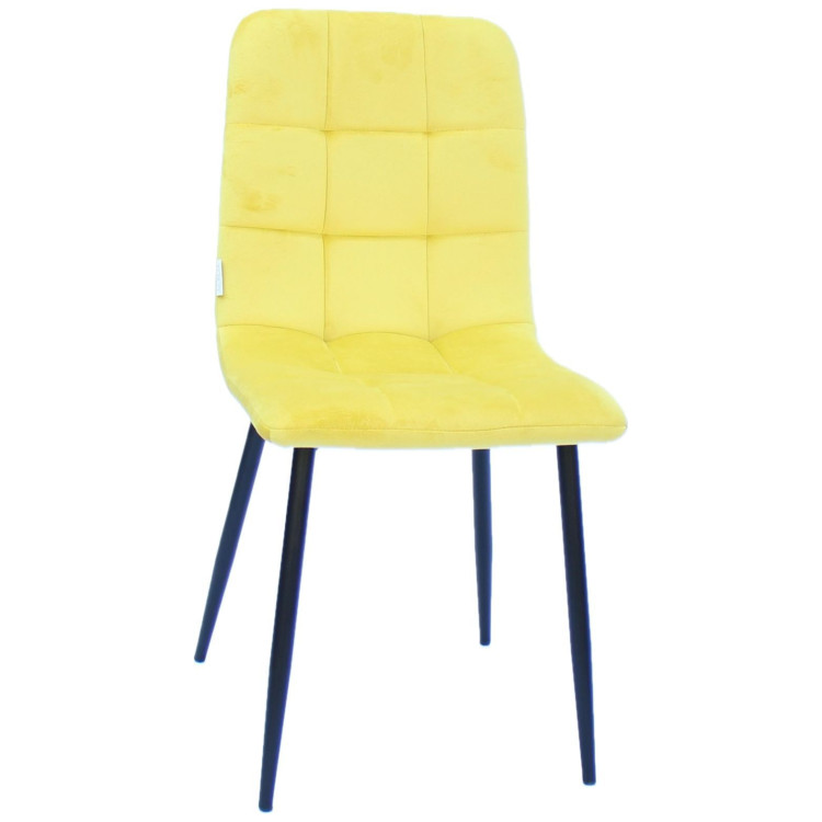 Стулья C919/DC809 Стул мягкий, ЖЕЛТЫЙ#h40 велюр, каркас металл черный КРУГЛЫЙ