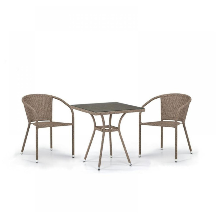 Кофейные комплекты Комплект плетеной мебели T282BNT/Y137C-W56 Light brown 2Pcs