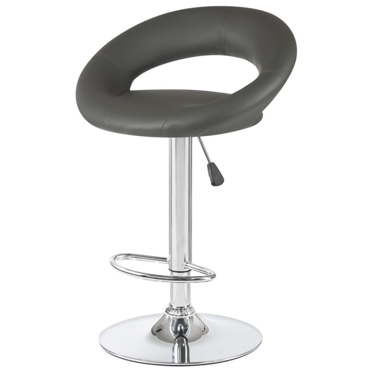 Стул барный DOBRIN MIRA, регулируемый, экокожа, серый, хром
