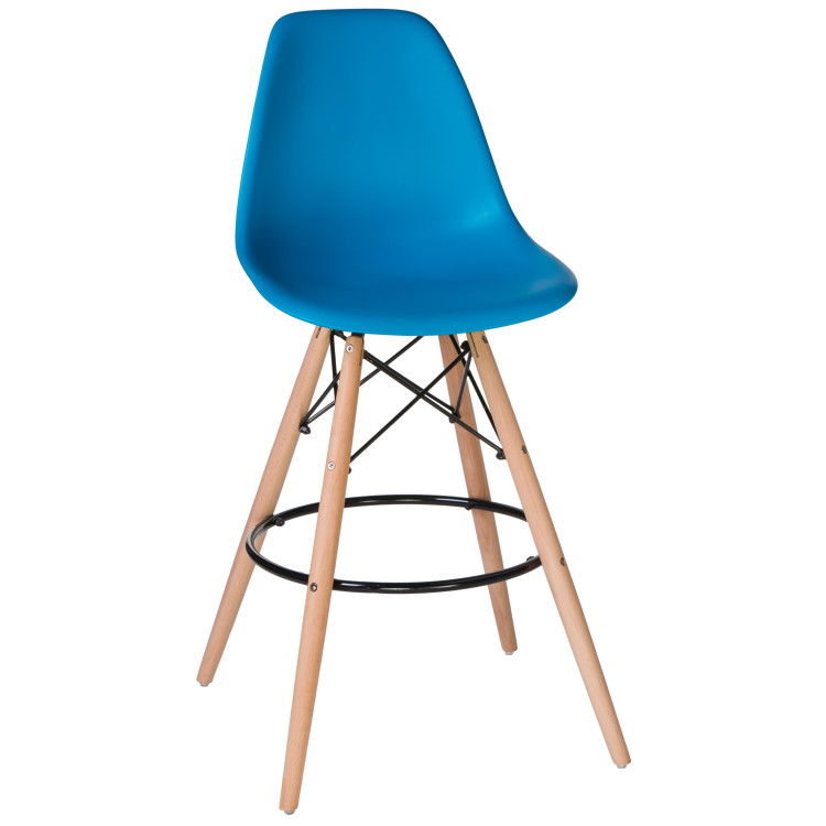 Полубарные стулья Стул барный LMZL-PP623G, ножки светлый бук, цвет сиденья голубой