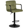 DOBRIN KRUGER ARM BLACK барный стул с обивкой тканью вельвет, цвет зеленый