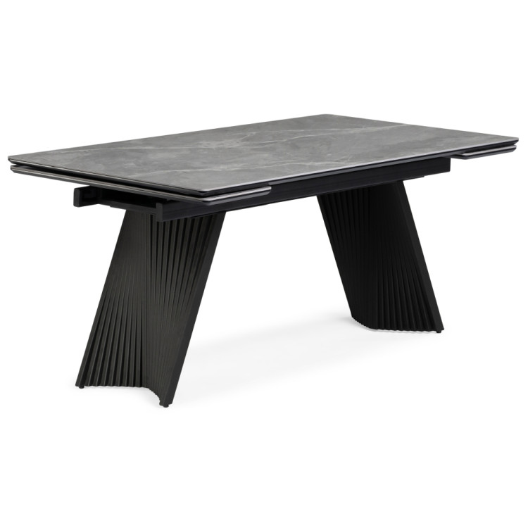 ВЕЙВ 140(200)х80 стол обеденный с керамической столешницей Larka grey / черный