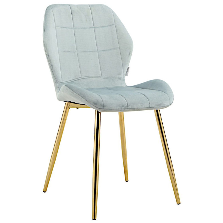 Стулья DC827 Стул мягкий, ПЫЛЬНО-ГОЛУБОЙ#G62-81 велюр, каркас металл золото КРУГЛЫЙ