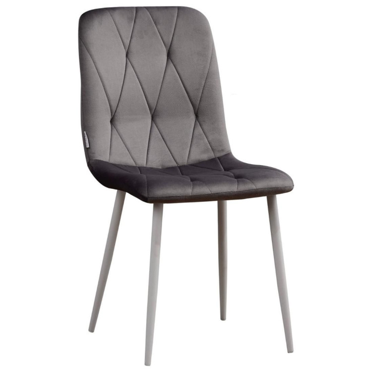 Стулья C923/DC813 Стул мягкий, ТЕМНО-СЕРЫЙ#h20 велюр, каркас металл белый КРУГЛЫЙ