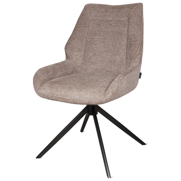 Обеденный стул TOMMASO крутящийся, обивка велюр латте, черный металлический каркас