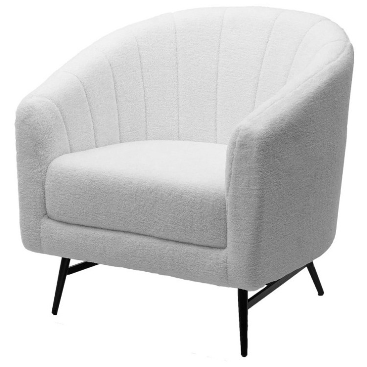 Лаунж-кресла Кресло KALMAR NINI-01 Белый, teddy / черный каркас М-City