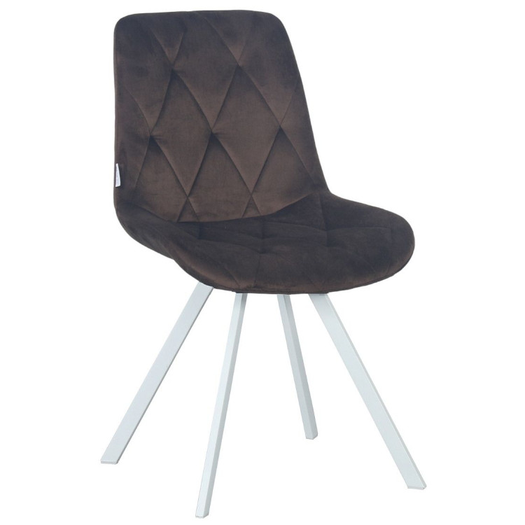 Стулья DC68 Стул мягкий поворотный, ШОКОЛАД#G62-09 велюр, каркас металл белый