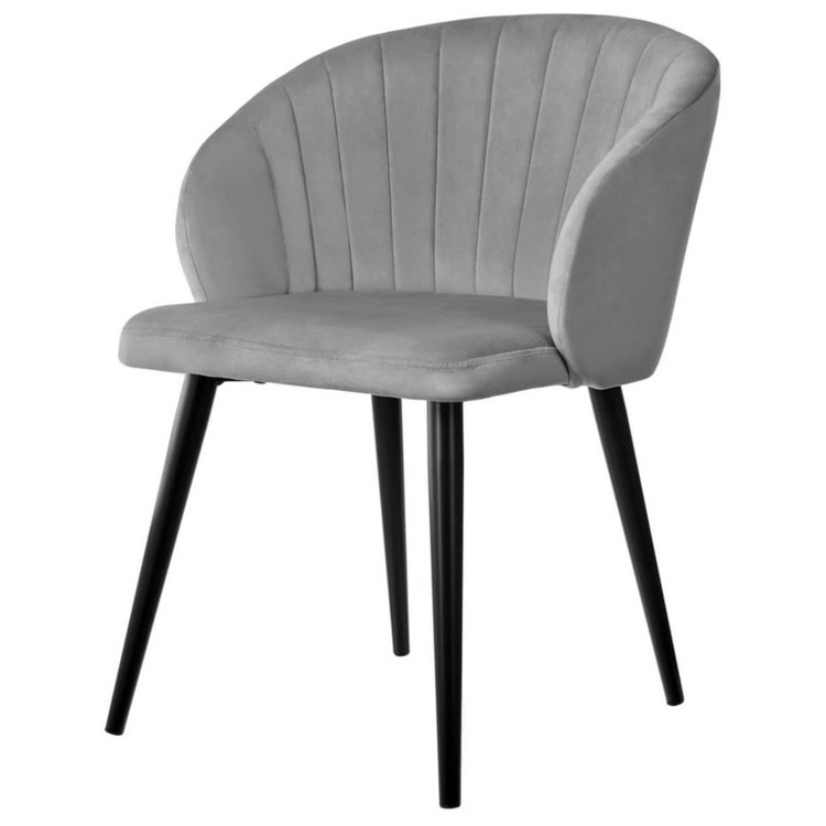 PAOLA стул с обивкой тканью велюр, цвет темно-серый / каркас черный
