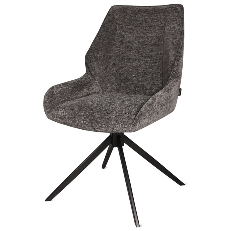 Обеденный стул TOMMASO крутящийся, обивка велюр антрацит, черный металлический каркас