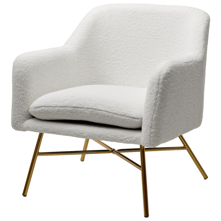 Лаунж-кресла Кресло SHEEP NINI-01 Белый, teddy / золотой каркас М-City