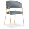 Стул-кресло KAMELIA, обивка ткань велюр серый, каркас металл золото