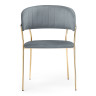 Стул-кресло KAMELIA, обивка ткань велюр серый, каркас металл золото