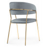 Стул-кресло KAMELIA, обивка ткань велюр серый, каркас металл золото