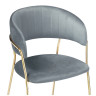 Стул-кресло KAMELIA, обивка ткань велюр серый, каркас металл золото