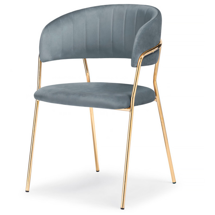 Стул-кресло KAMELIA, обивка ткань велюр серый, каркас металл золото