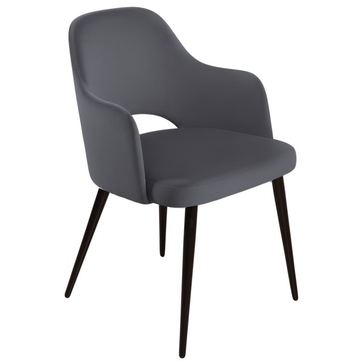 Стулья Стул William с подлокотниками, бархат серый 27/ черный конус