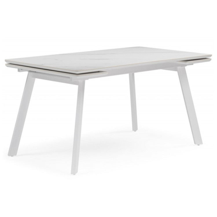 НОРМАН 140 стол с керамической столешницей, цвет белый мрамор