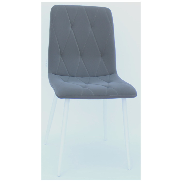 Стулья C923/DC813 Стул мягкий, СЕРЫЙ#Zh10 экокожа, каркас металл белый КРУГЛЫЙ