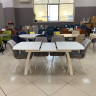 ITALIA 140 & ORFEY  обеденная группа со стеклянным столом и стульями с обивкой тканью