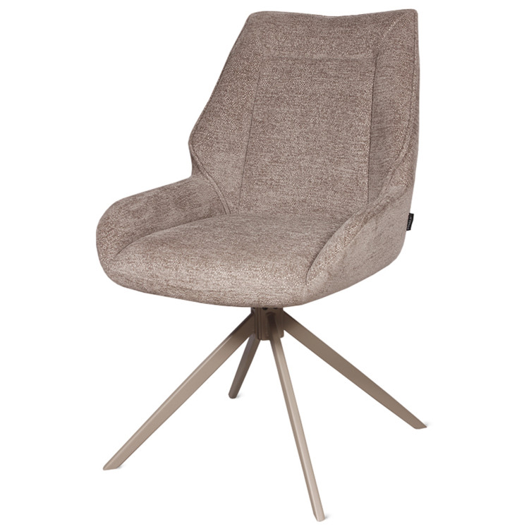 Обеденный стул TOMMASO крутящийся, обивка велюр латте, металлический каркас латте