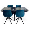 Обеденная группа: раздвижной стол БИРГЕР-160 с керамической столешницей и стулья MOBIUS VERTEX с велюровой обивкой
