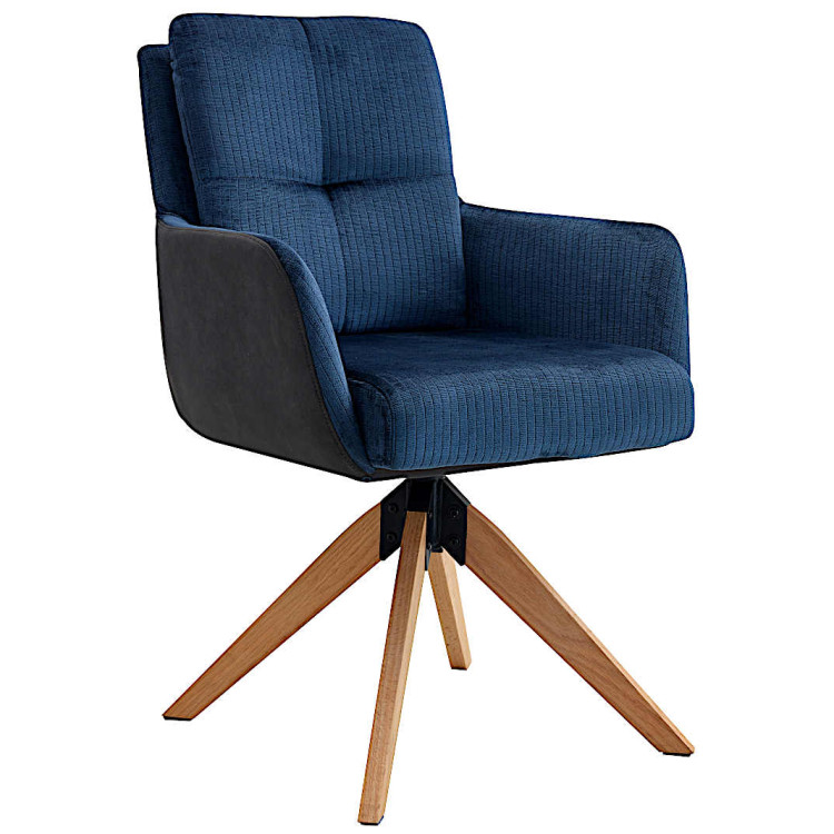 Стул-кресло DC23069A Стул мягкий поворотный 360* с подлокот, СИНИЙ, ножка: бук.
