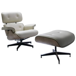 Кресло EAMES LOUNGE CHAIR и оттоманка EAMES LOUNGE CHAIR бежевые